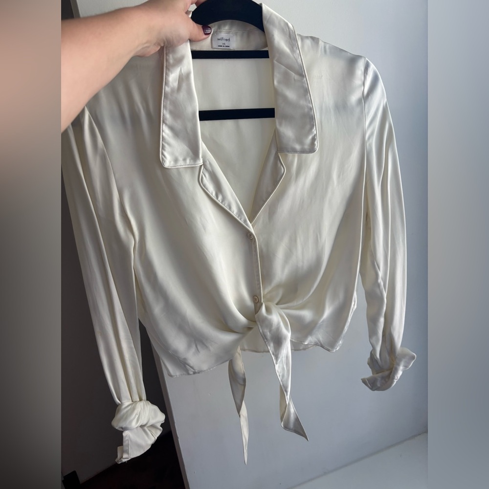 Wilfred Tie Cream Satin Blouse